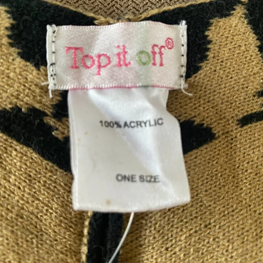 Top it off The Katie Knit Wrap Black Leopard‎ One size